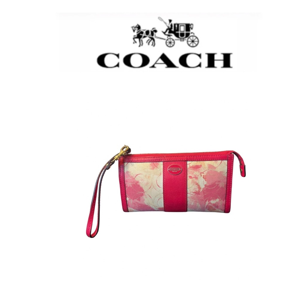 Coach Pink & Cream Floral Wristlet